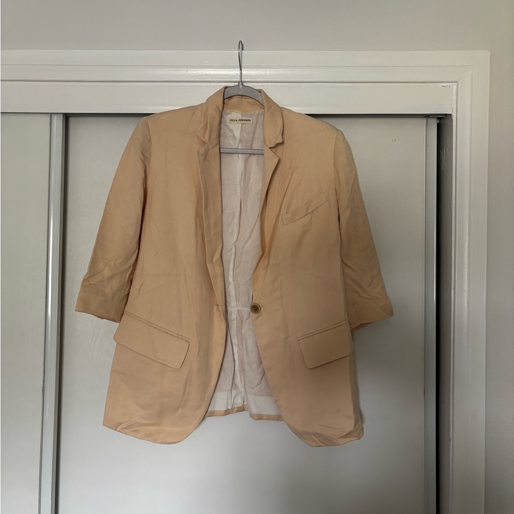 Ulla Johnson light pink linen Blazer with Notched Lapels